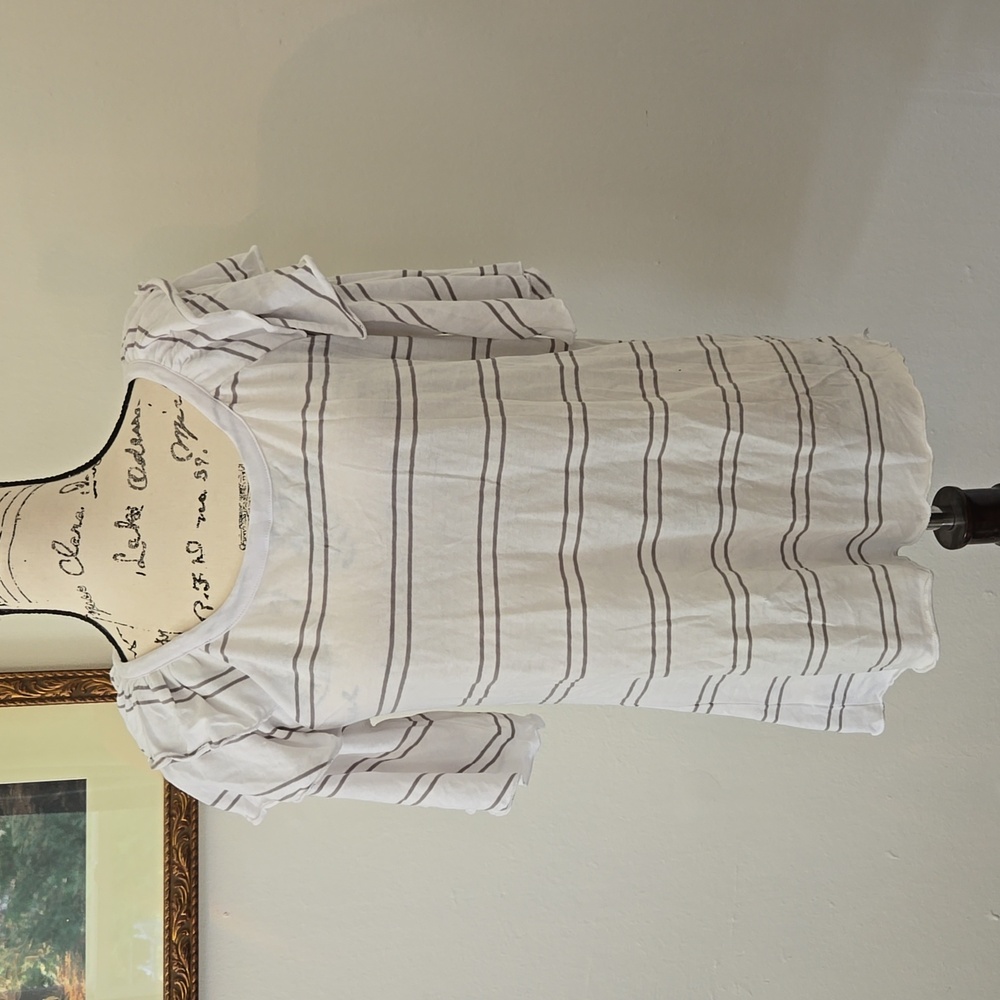 Chaser, NWOT, ruffled shoulder striped top